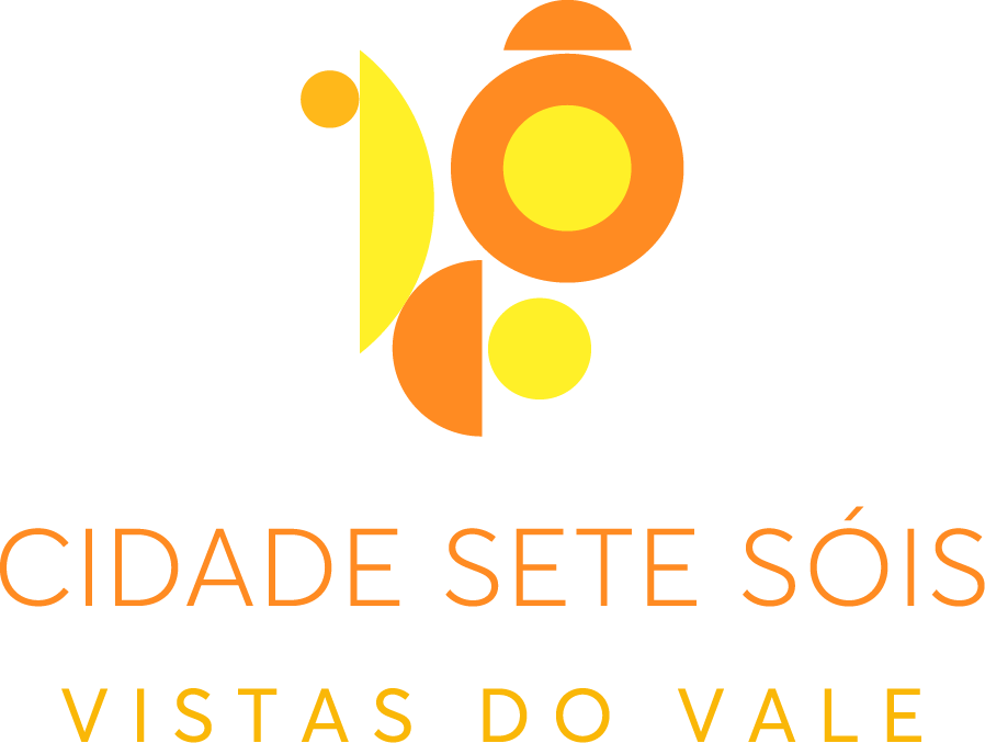 São Paulo Logo da smart cidade Sete Sóis em São José dos Campos nas cores laranja e amarelo.